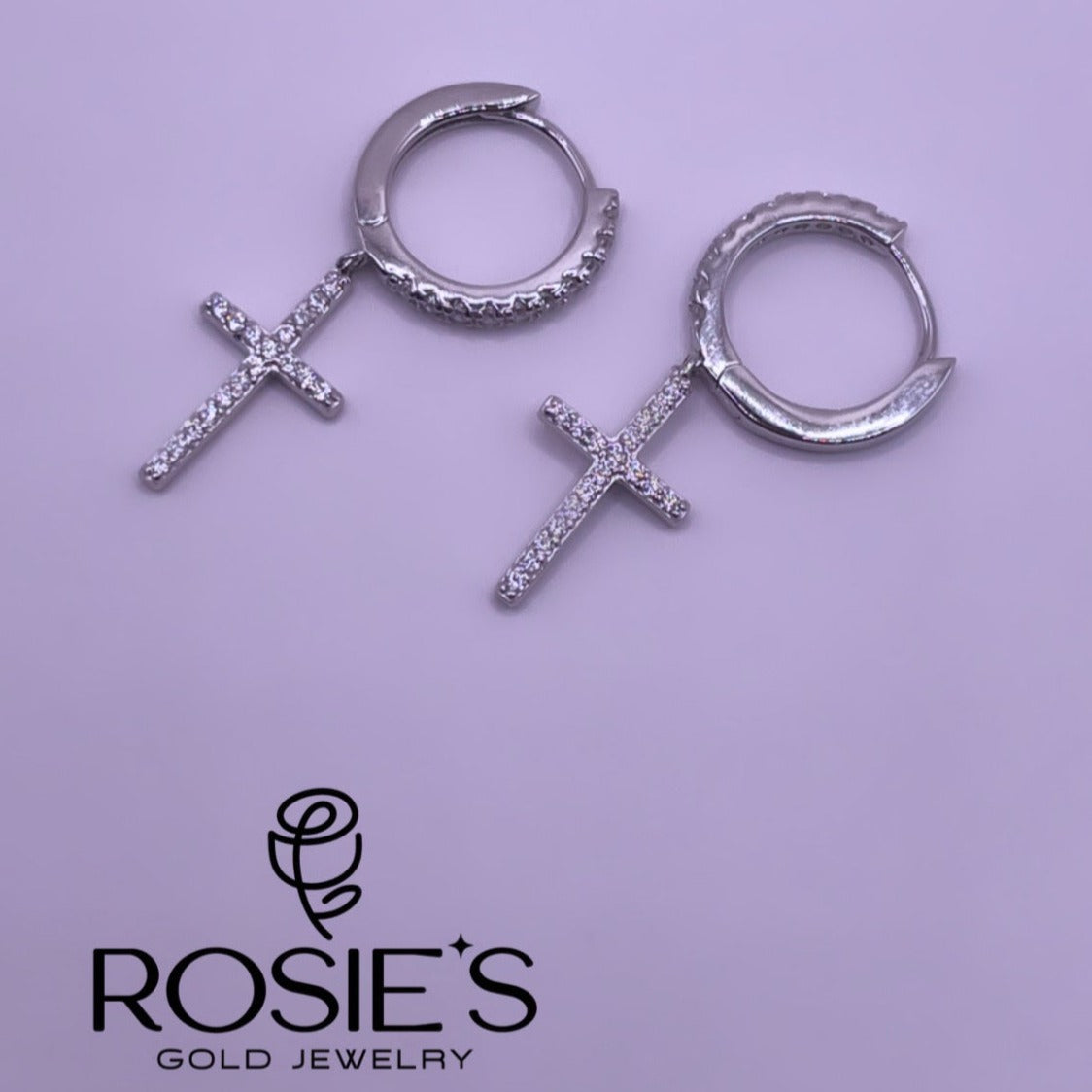 Cross Hoop Earrings Silver 925