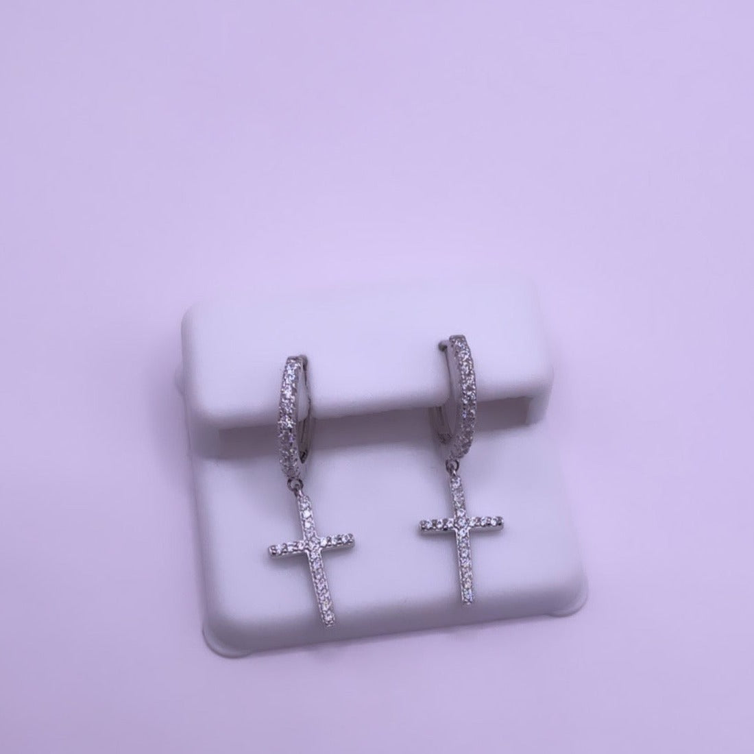 Cross Hoop Earrings Silver 925