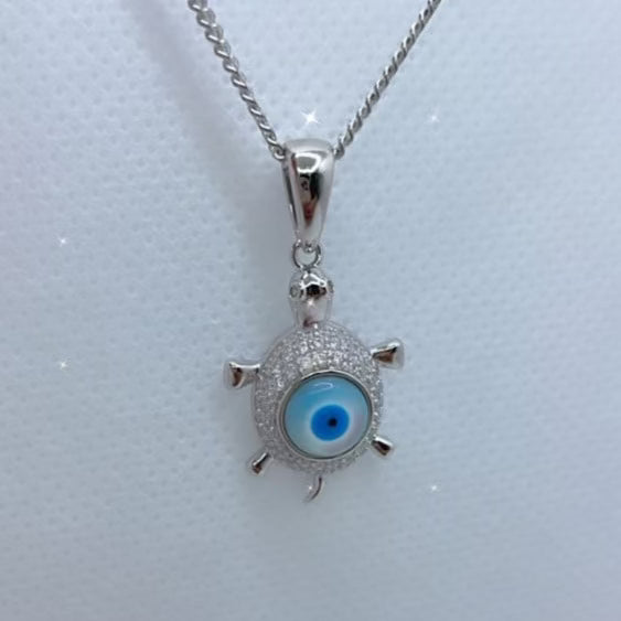 Evil Eye Turtle Necklace