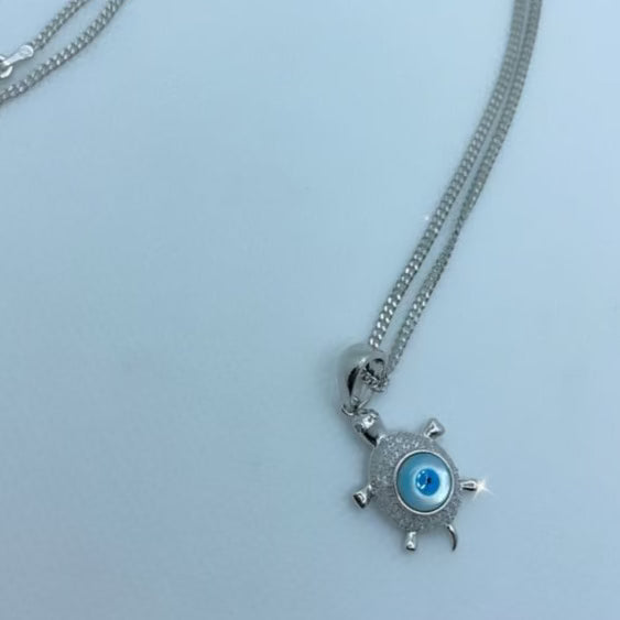 Evil Eye Turtle Necklace